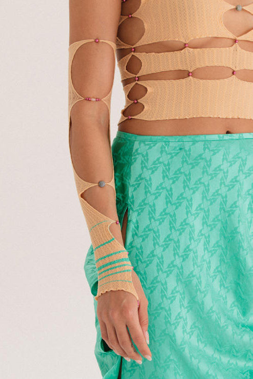 RUI Single Stripe Sleeve RSS22SF04 Cheese Light Yellow & Seafoam Emerald Stripe